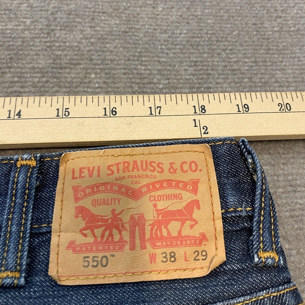 Levis 550 Jeans Mens 38x29 Classic Fit Blue Baggy Distressed Denim Whiskered - Picture 8 of 13